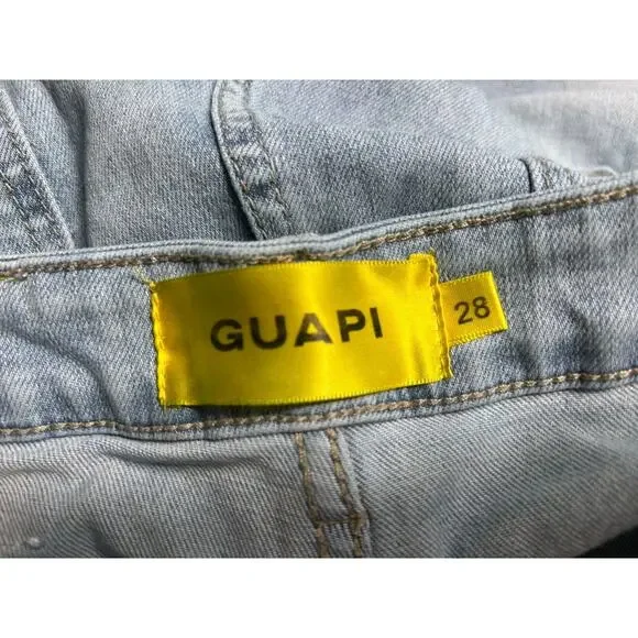 Guapi Aqua Blue Blossom Jeans Mens Size 28 Premium Denim Flared